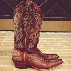 Shyanne Isabelle Inlay Stud Western Boot Snip Toe